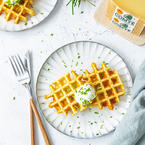 Gofres salados con queso Comté